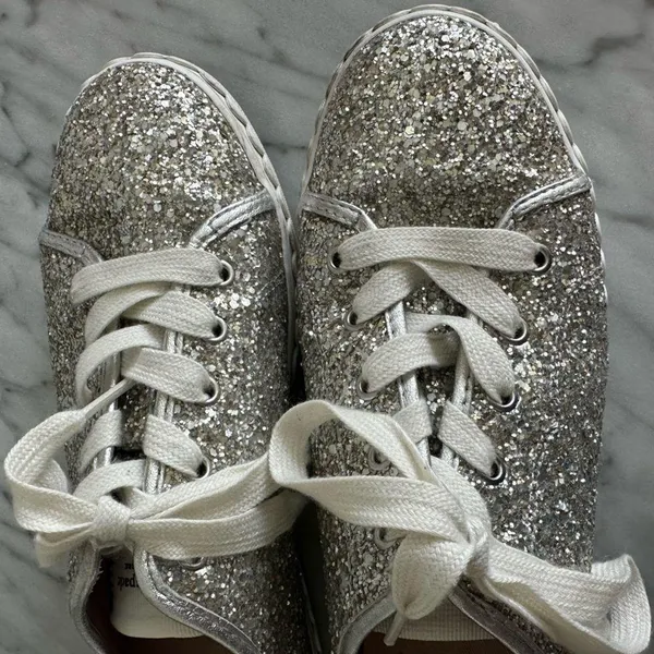 Kate Spade Vale Sneaker in Silver Glitter Sparkle - Image 3