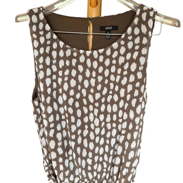 MSK‎ 90's Brown and White Dress Sz 6 - Image 2
