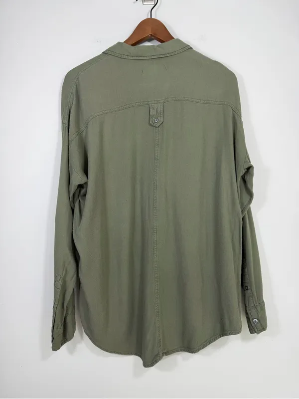 Abercrombie & Fitch Olive Green Oversized Utility Button Down Shirt M - Image 2