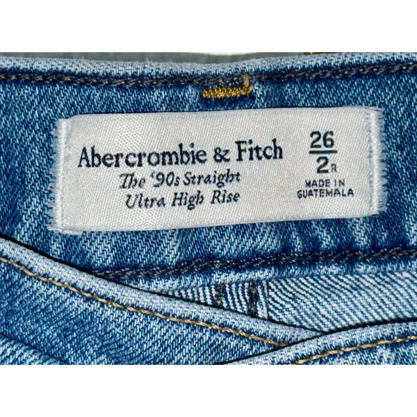 Abercrombie & Fitch The ’90s Straight Ultra High Rise Blue Denim Jeans Size 26 2 - Image 3