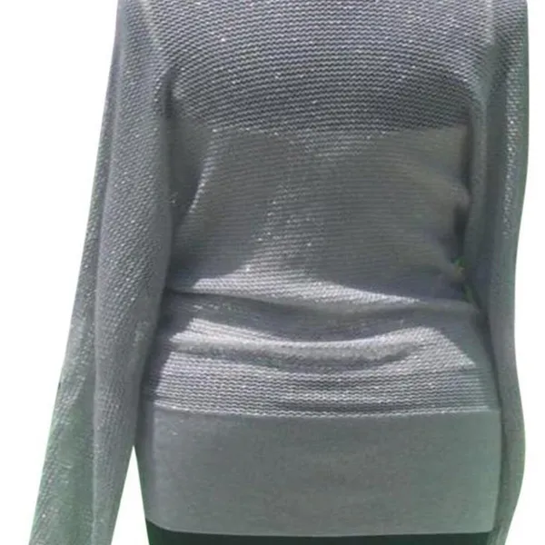 Cache Knit Silver Metallic Peek A Boo Faux Wrap Top New Banded Bottom $98 NWT - Image 6
