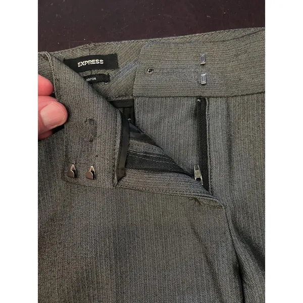 Express Pants Womens 4 Gray Herringbone Bootcut Editor Dress Work Office - Image 11