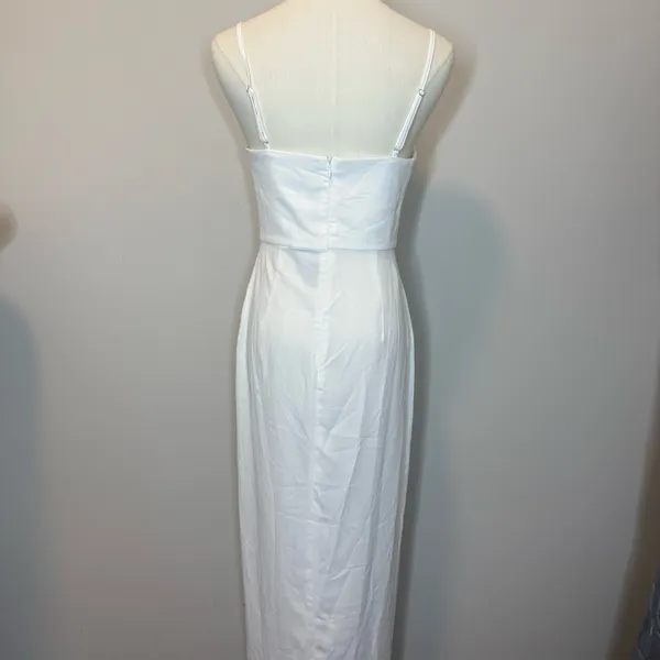 Lulu's Elegant White V-Neck Midi Slip Dress - Image 4