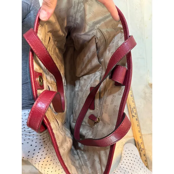 Michael Kors Jet Set Large Saffiano Leather Tote‎ – Deep Red - Image 5