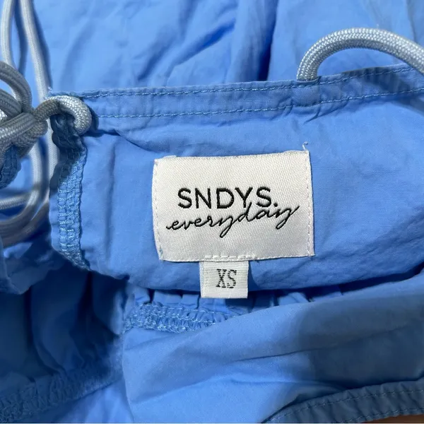 SNDYs Serina Tie Strap Blue Cotton Tank Top XS Summer Festival Going Out - Image 2