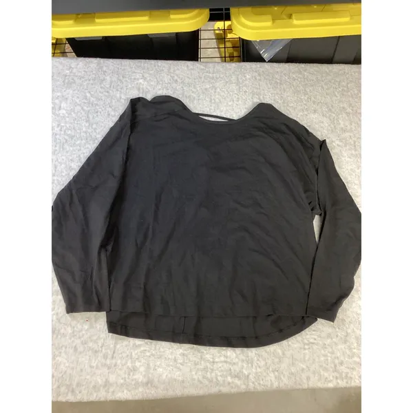 Members Mark Womens Long Sleeve Active Tee Black XXL Keyhole‎ Back SW3203 NWT - Image 2