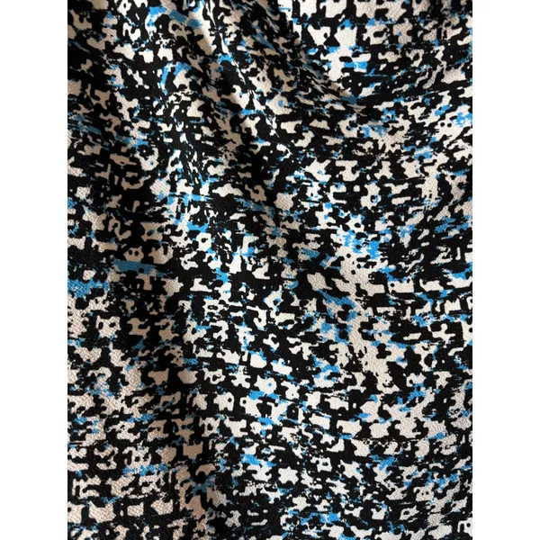 Ann Taylor Women's Size L Blue Black Abstract Cowl Neck 3/4 Sleeves Blouse Top - Image 4