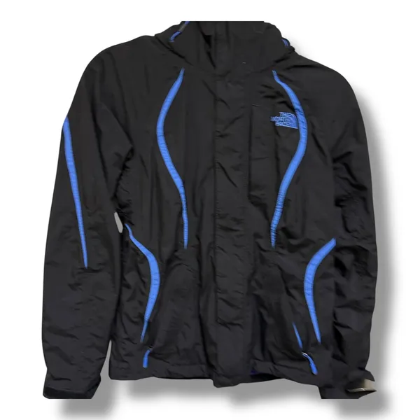 The North Face Womens XS Black‎ Blue Hooded Ski Shell Jacket Powder Skirt - Image 3