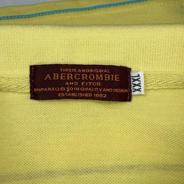 Abercrombie‎ & Fitch Polo S/M Y2K 90s Yellow Striped Embroidered Logo Shirt READ - Image 5