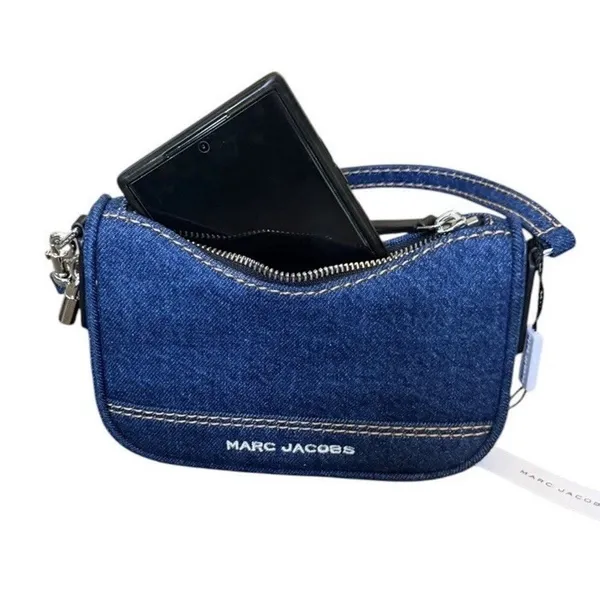 NWT Marc Jacobs Mini Drifter Denim Baguette Convertible Shoulder Bag Blue Y2K - Image 12