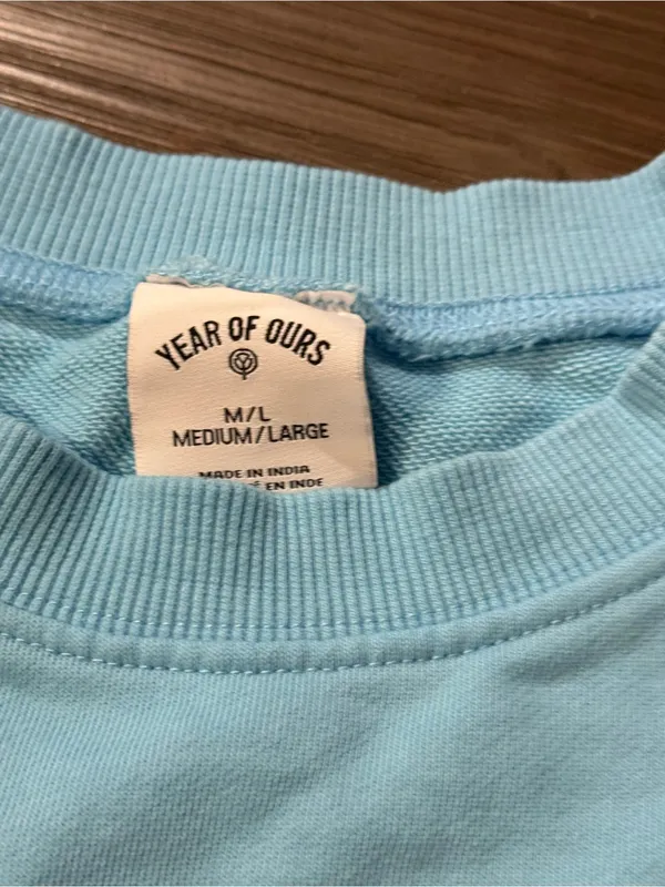Year of Ours Sky Blue Relaxed Crewneck Sweatshirt - Image 3