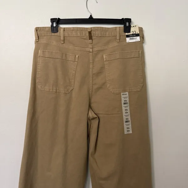 Ariat Wide Leg Jeans 33R Ultra High Rise Countryside French Khaki Stretch NWT - Image 6