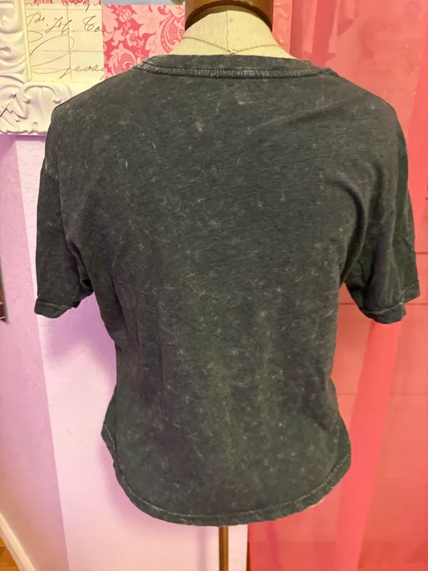 Womens Small Graphic Cropped Tee Gray - Image 2