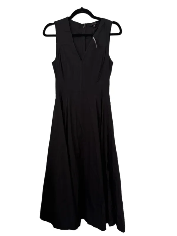 Madewell V-Neck Circle Midi Dress Black 100% Cotton Poplin NWT Womens 00 fits XS - Image 6