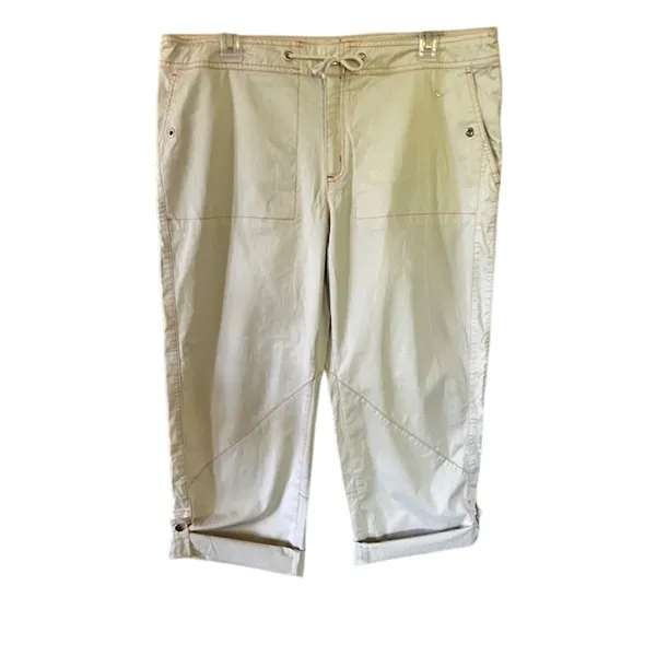 Nike Women's Convertible Cargo Pants Roll Up Capri Hiking Travel Beige Large - Image 4
