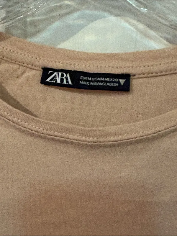 Zara Light Beige Crop Top Tee - Image 2