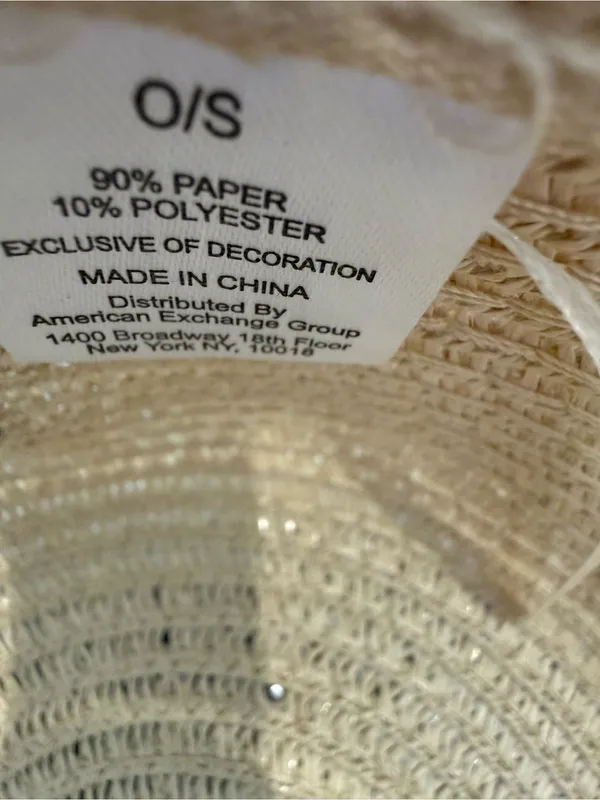 American Exchange Pearl & Gold-Studded Beige Straw Sun Hat - Image 4