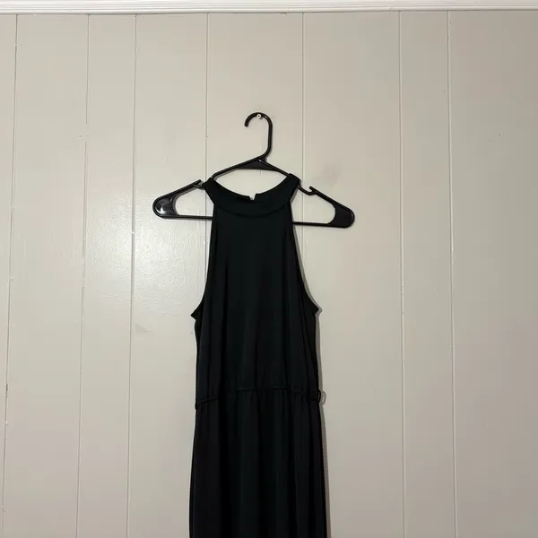 The Good Jane Black Sleeveless Midi Dress Size M High Neck Elastic Waist Minimal - Image 3