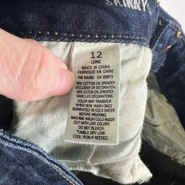 American Eagle Stretch Bootcut Jeans Dark Wash Sequin Back Pocket‎ Size 12 Tall - Image 10