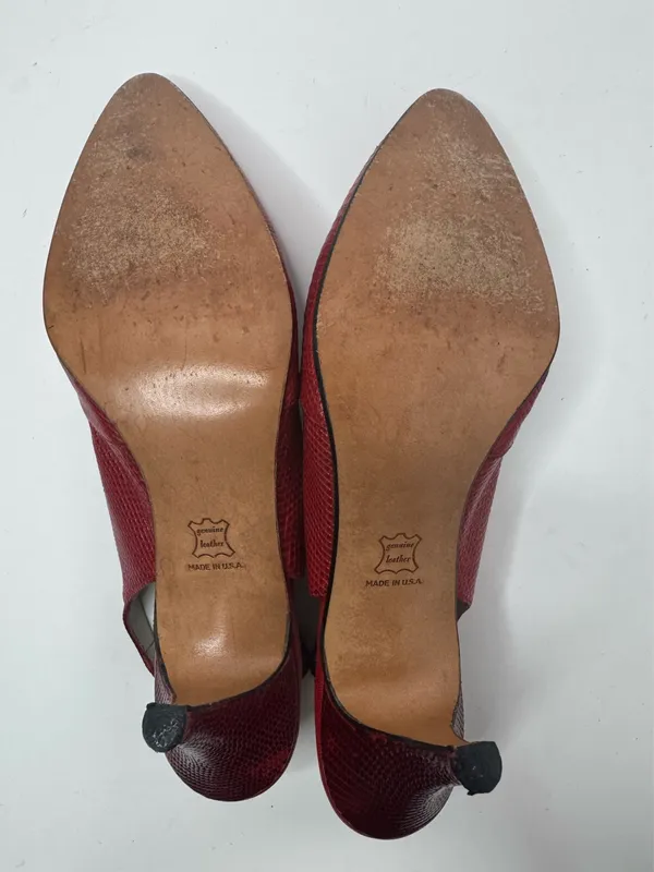 Saks Fifth Avenue Red Slingback Heels Size 7.5B - Image 7
