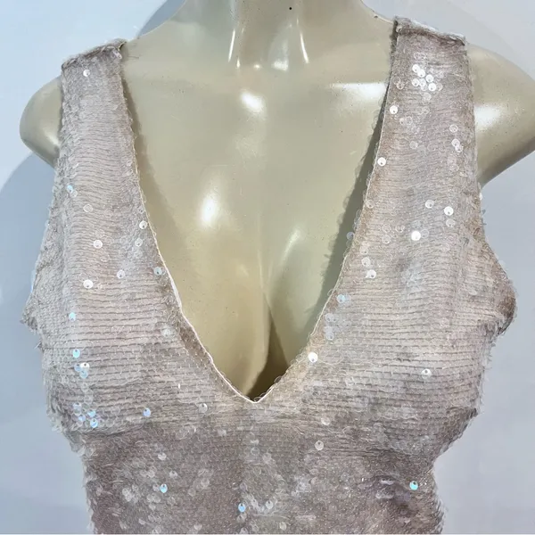 A New Day Women's A-Line V-Neck Mini Sequins Party Dress Sz XS Party - Image 4