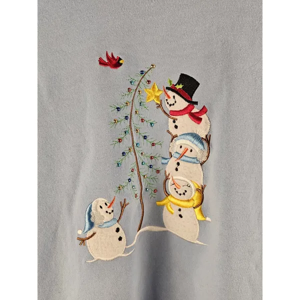 Vintage Morning Sun Womens Blue Christmas Snowman Sweater XL Grannycore - Image 3
