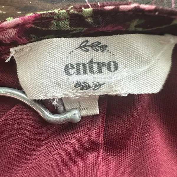 Entro Maxi Dress Sz L Floral Drop Waist Flowy V-Neck Burgundy Red Ditsy - Image 3