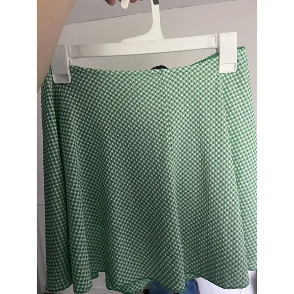 Wild Fable Women’s Green/White Gingham Athletic Skort L Pull-On Elastic Stretch Short - Image 2