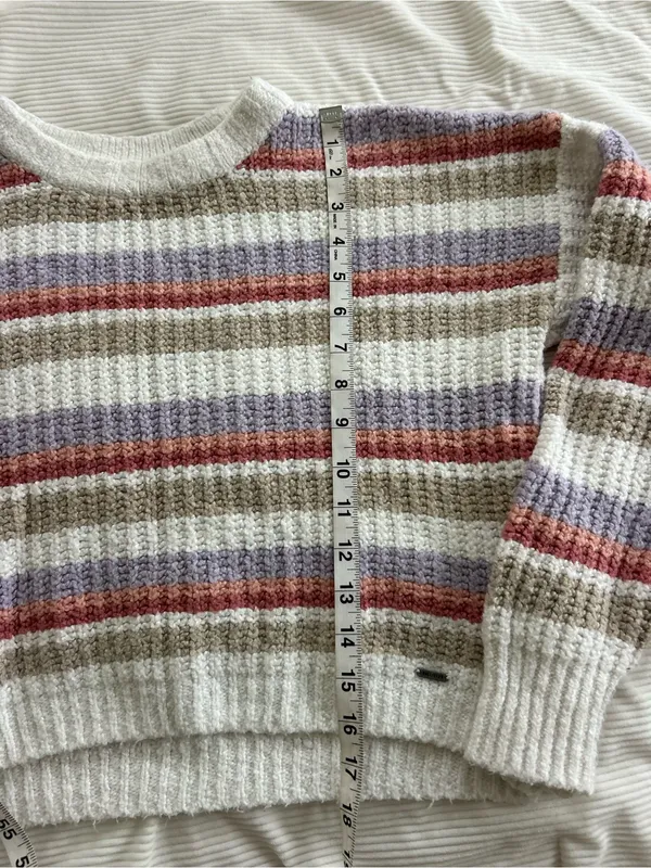 Hollister Cream Sweater with Lavender & Rust Stripes - Image 5