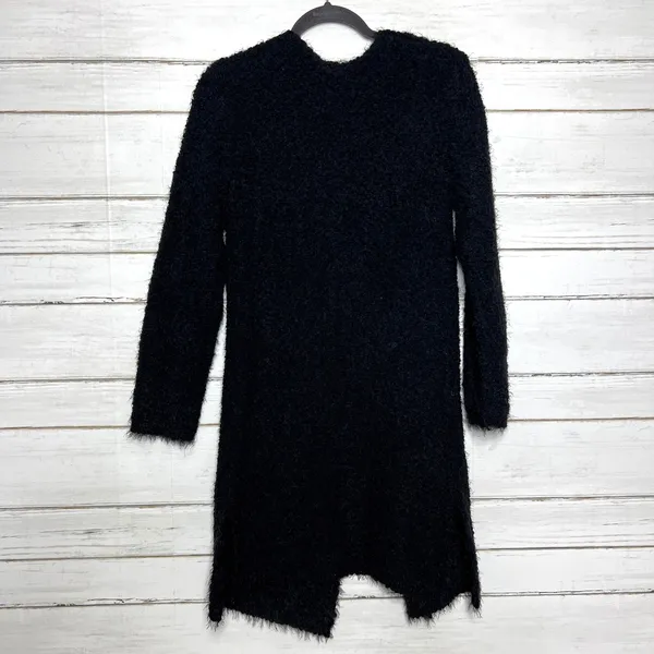 POL Black Long Cardigan Duster Small Eyelash Knit Open Front Sweater - Image 2