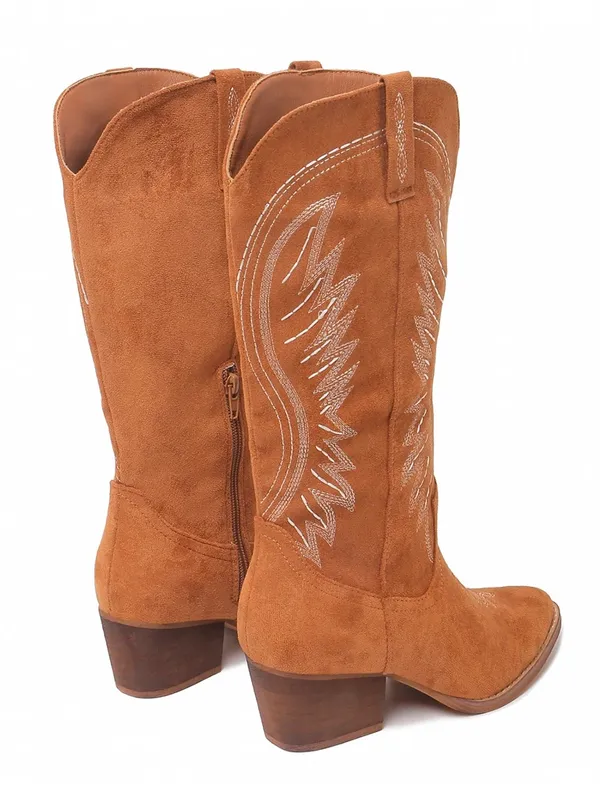 J. Adams Roundup Western Boots Camel Tan Vegan Suede Size 11 NWT - Image 3