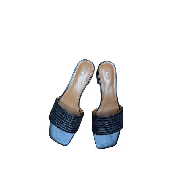 Marc Fisher Casala Slide Mule Sandals Womens 6.5 Black Square Toe Heel - Image 3
