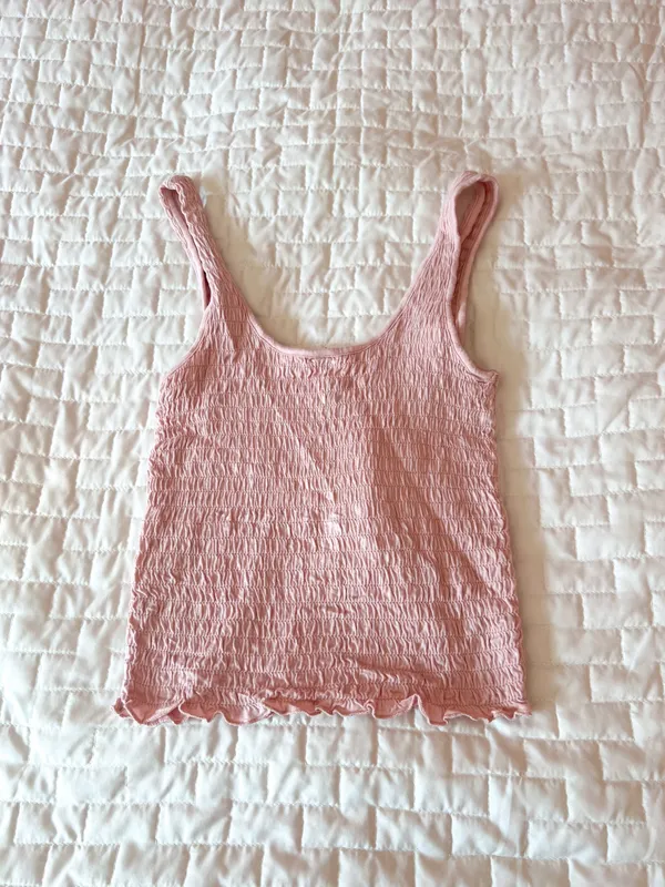 Aeropostale Sabrina Carpenter Collection Light Pink Smocked Tank Top Size XS - Image 2