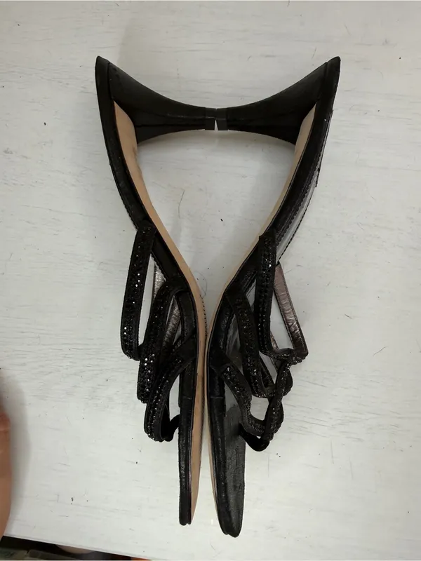 Glint Crystal Accent Strappy Black Heels Sz 9.5 - Image 9