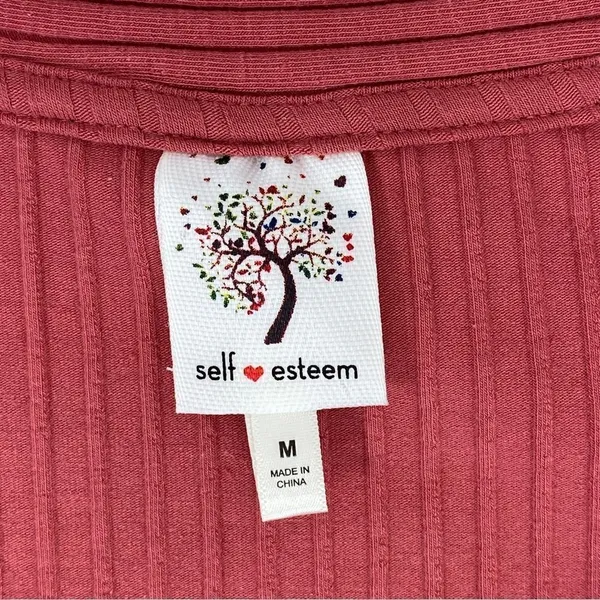 Self Esteem‎ Ribbed Knit V Neck Crop Shirt Spice Orange Medium - Image 9