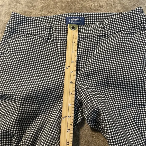 Old Navy Pants Womens 6 Pixie Mid Rise Gingham Plaid Black White Ankle Preppy - Image 6