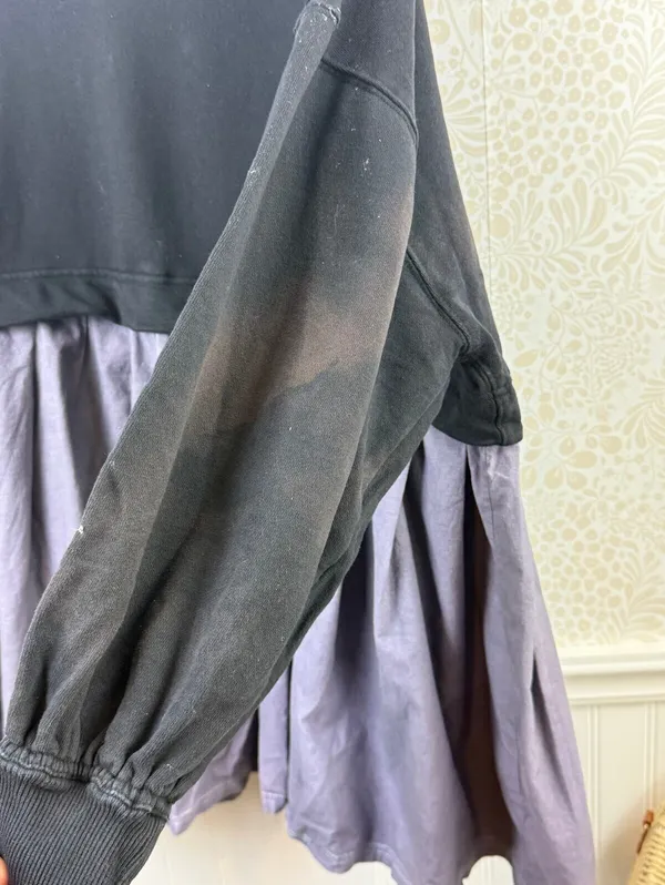 Free People Black and Gray Eleanor Layered Sweatshirt Minidress - Size - XS - Image 4