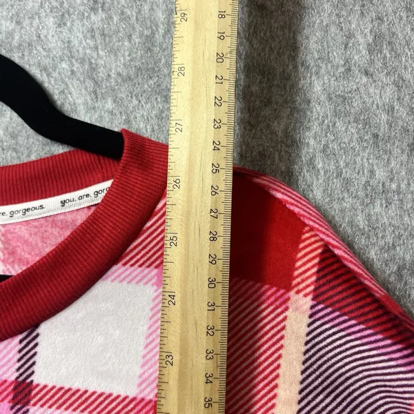 Joyspun XL Pink Red Plaid Pajama‎ Set Sleepwear Loungewear Long Sleeve Soft - Image 4