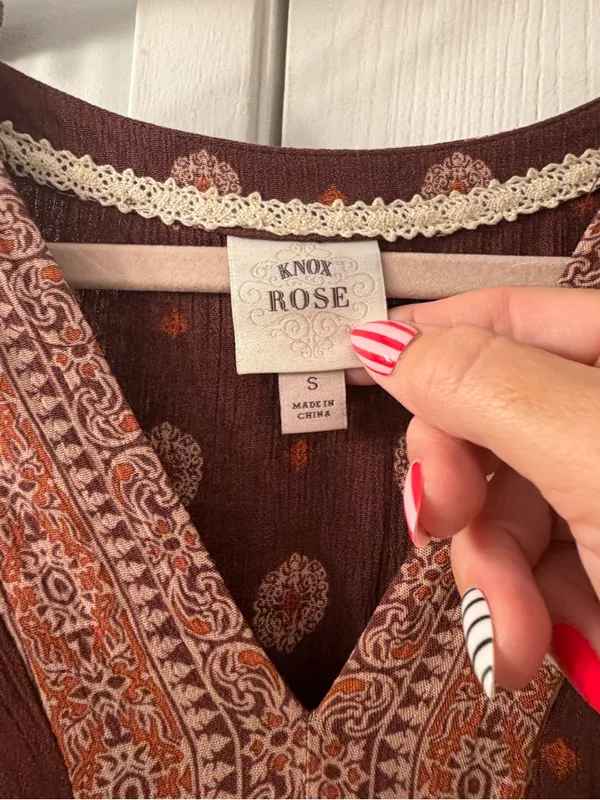 Knox Rose Brown Printed Boho Maxi Dress - Image 3
