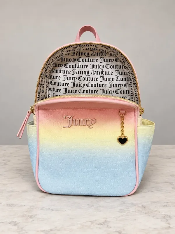 Juicy Couture Diamond Bling Heartless Ombré Backpack Pastel Pink NWT - Image 5
