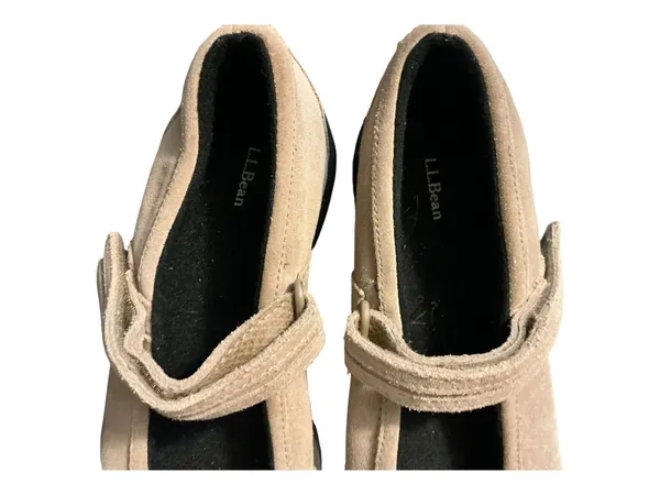LL Bean Women’s Size 7.5 M Beige Suede Mary Jane Comfort Walking Shoes (Item 278614) - Image 5