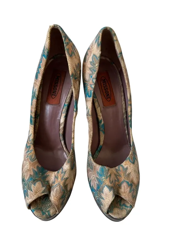 MISSONI Multicolor Patterned Platform Heels Size 38.5/8.5 - Image 5