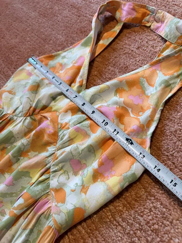 Japna Size S Multicolor Abstract Halter Tiered Maxi Dress 100% Rayon - Image 5