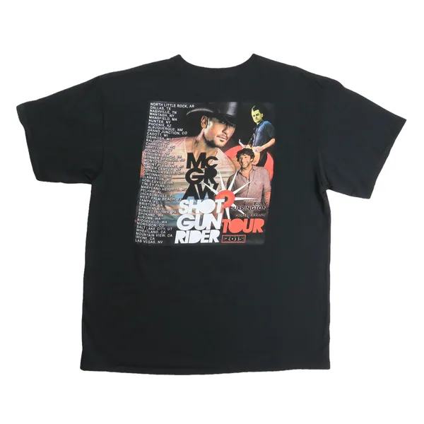 Hanes Tim McGraw Shotgun Rider 2015 Concert T-Shirt Black Crewneck Graphic Tee Large - Image 2