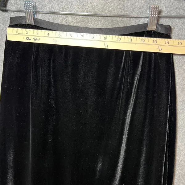 Ann Taylor Loft Black Velvet Maxi Skirt‎ Silk Blend Vintage 90s Size 8 Made USA - Image 2