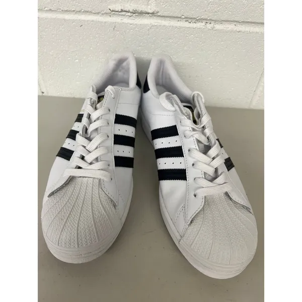 New Adidas WOMENS 11 Superstar White Black Leather Shell Toe Shoes FV3284 - Image 3