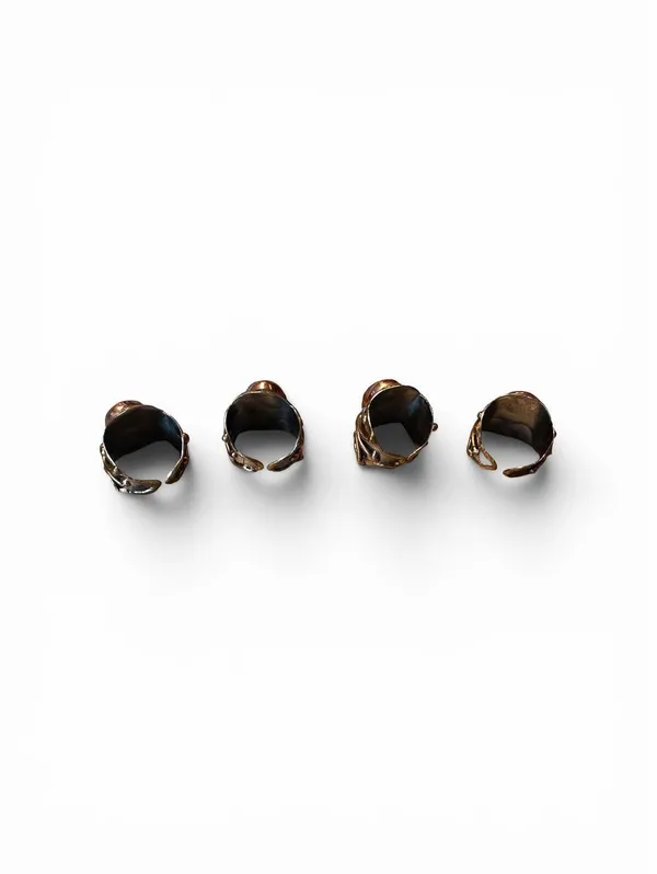 Mixed Metal and Rhodonite Stone Ring Adjustable Silver - Image 3