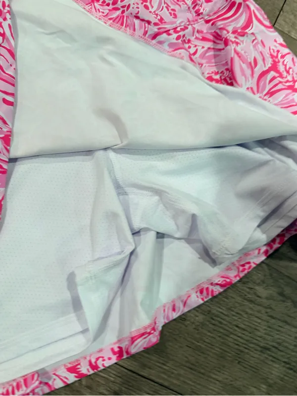 Bright Pink Tropical Print Ruffle Skort Size M - Image 11