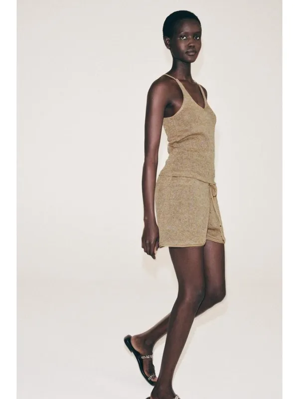 Zara V Neck Sleeveless Rustic Top Brown Womens Size Small - Image 2