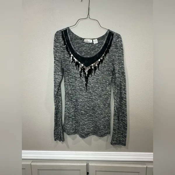 Miss Me Sequined Long Sleeve Size Large - Image 2